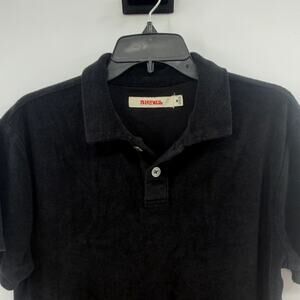 Birdwell Men's Terrycloth Short Sleeve Polo Shirt - Black - Medium